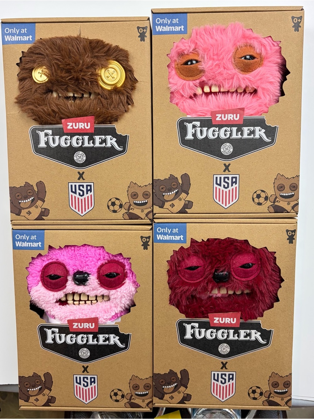 Lot of 4 Zuru Fuggler x USA Soccer Walmart Exclusive Plush Set
